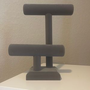 Gray Velvet Necklace and Bracelet Stand
